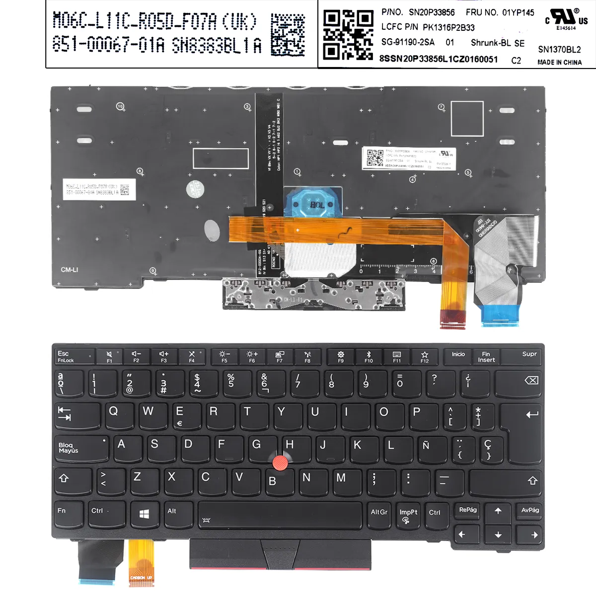 Picture of IBM Thinkpad x280 a285 x395 x390 BLACK FRAME BLACK( Backlit With Point，For Win8) OEM